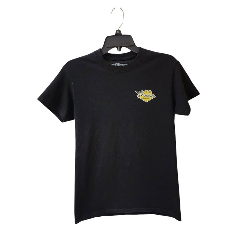 Pharmacy Board Shop Black Tan Logo T-Shirt Unisex Small Skateboarding Skater